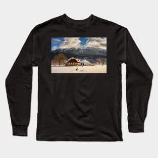 House by the mountains, winter time Long Sleeve T-Shirt